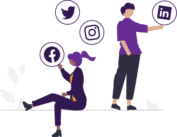 Social media marketers flat illustration graphic